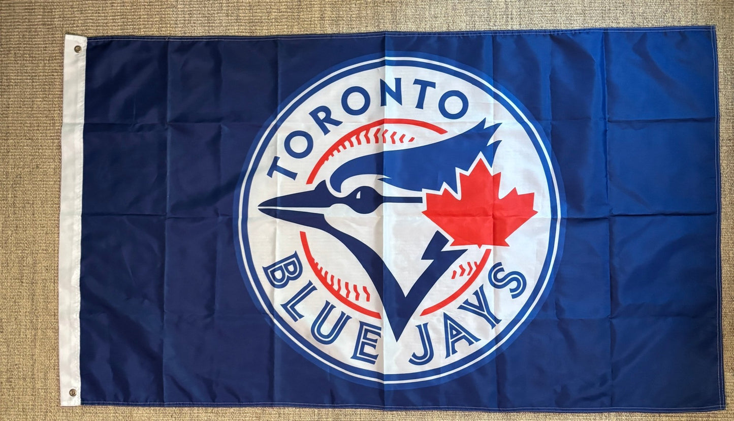 Toronto Blue Jays flag with logo on a textured background