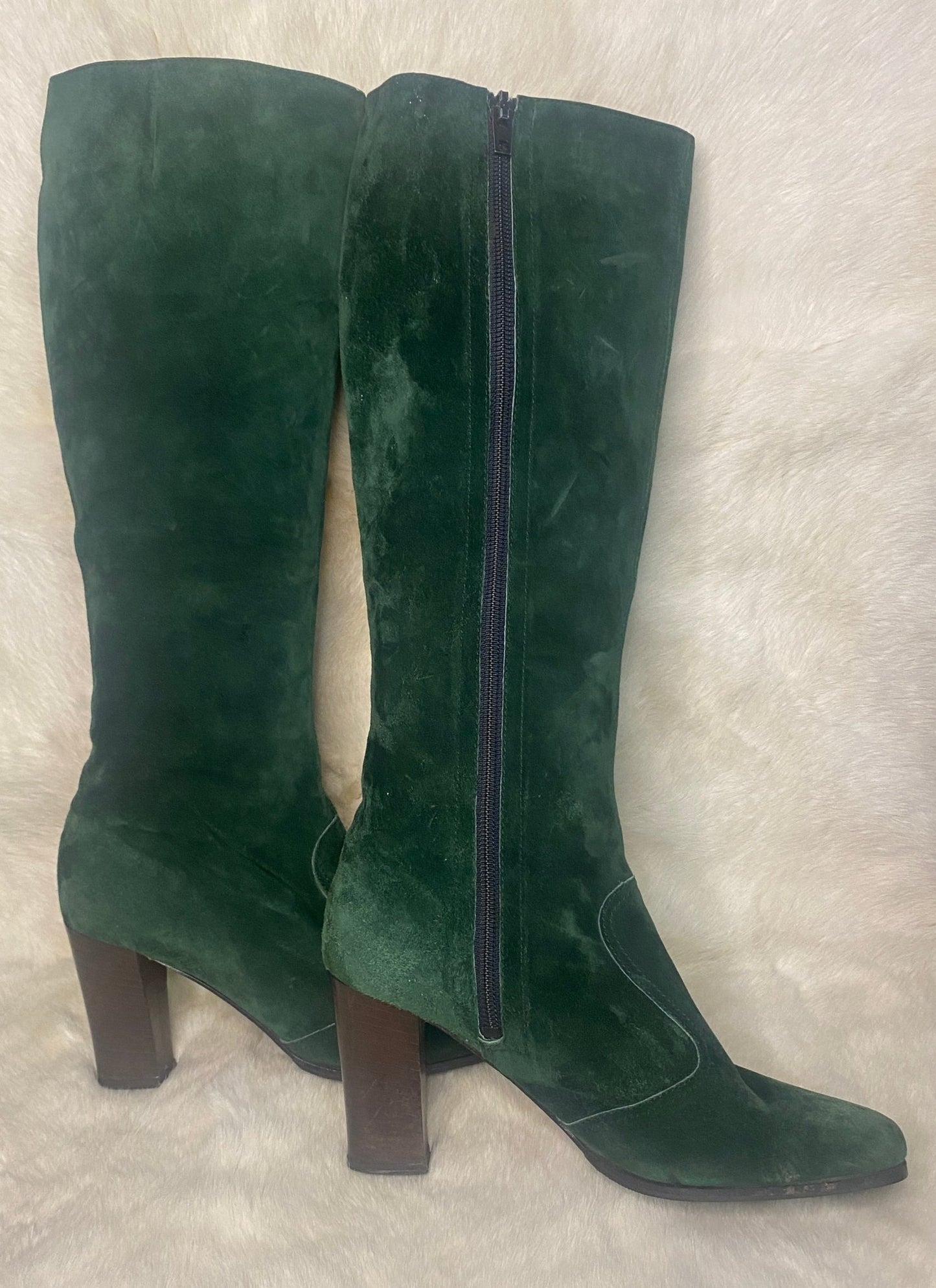 Lazio Amalfi Rangoon Green Suede Women’s Designer Knee High Boots