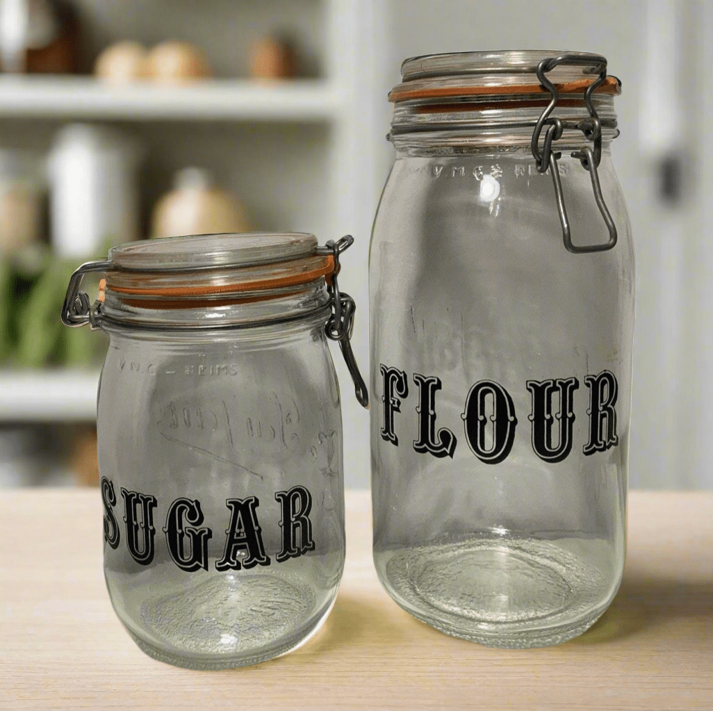 Le Parfait Glass Flour and Sugar Canisters Jars Containers Set