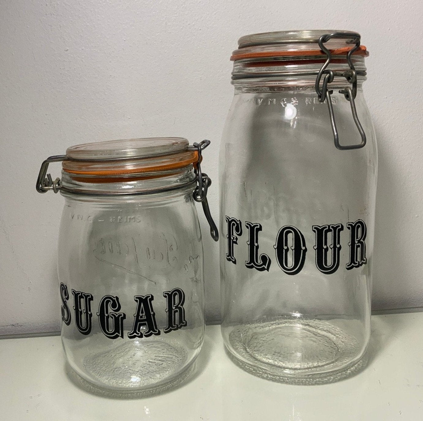 Le Parfait Glass Flour and Sugar Canisters Jars Containers Set