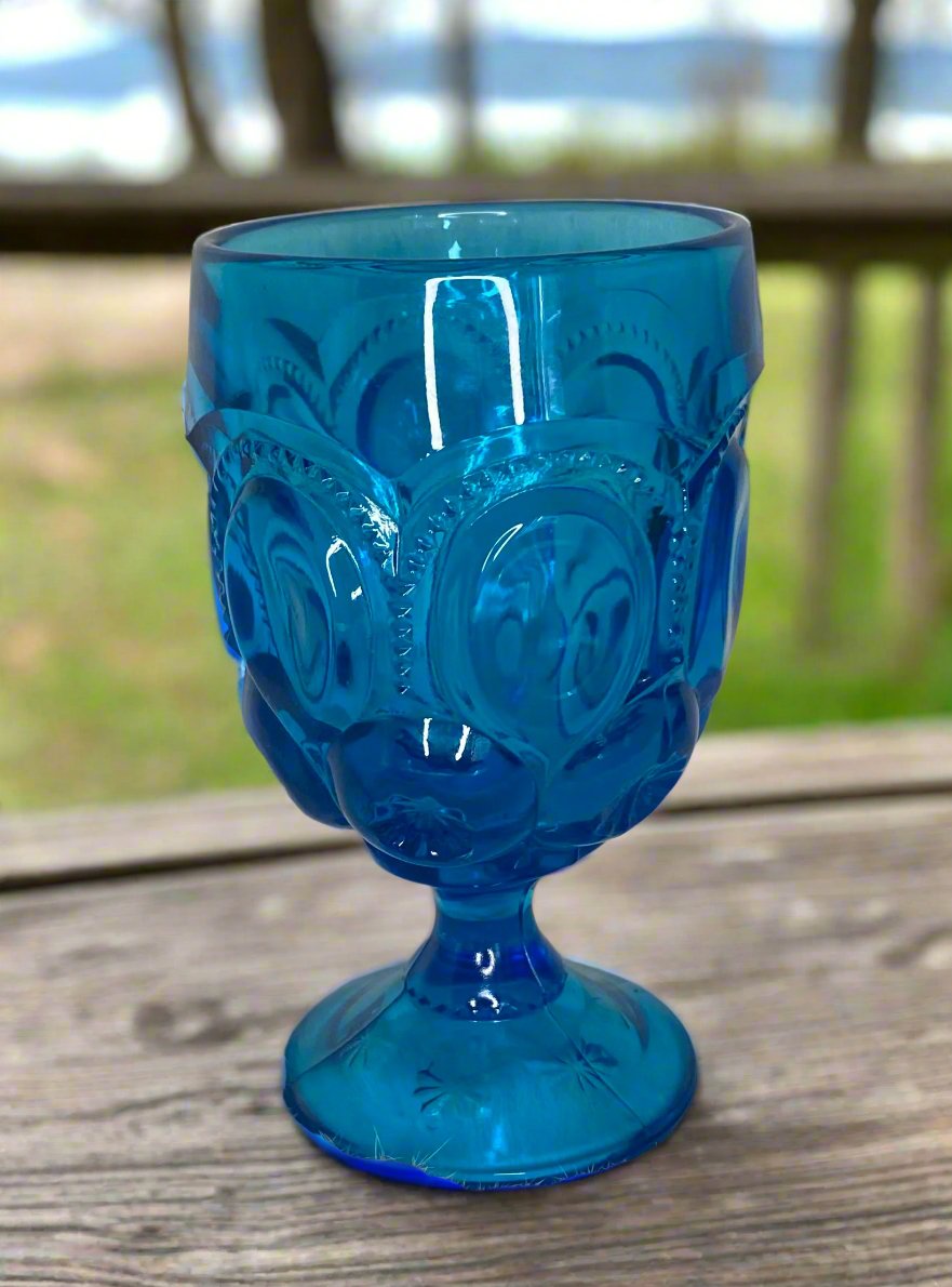 L.E. Smith Moon and Star Colonial Blue Goblets