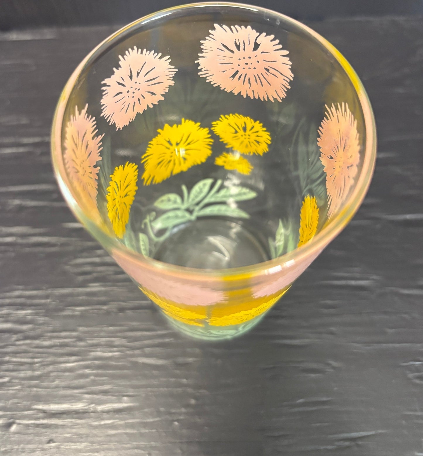 Libbey Orange and Pink Floral Drink Glass