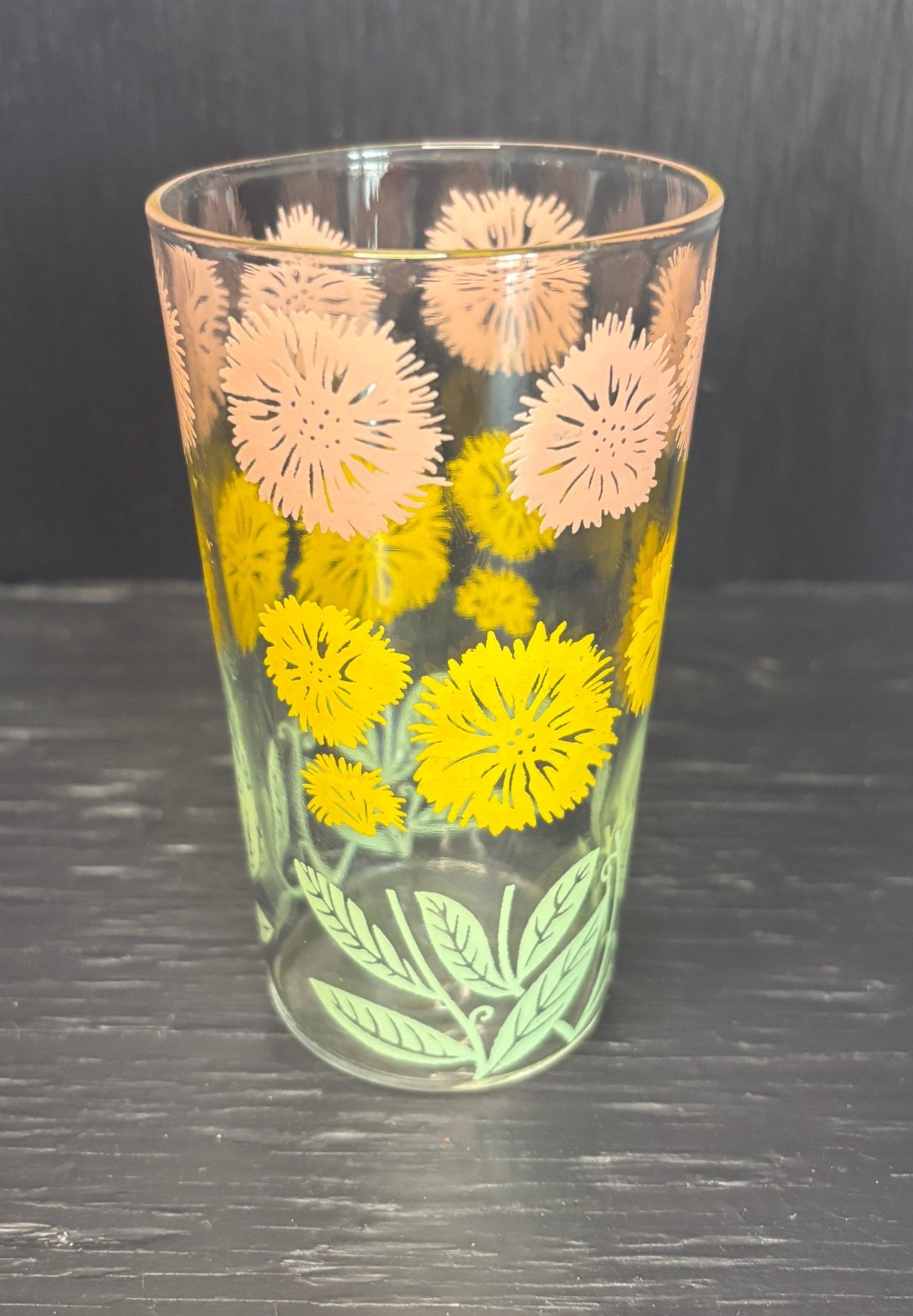 Libbey Orange and Pink Floral Tumbler