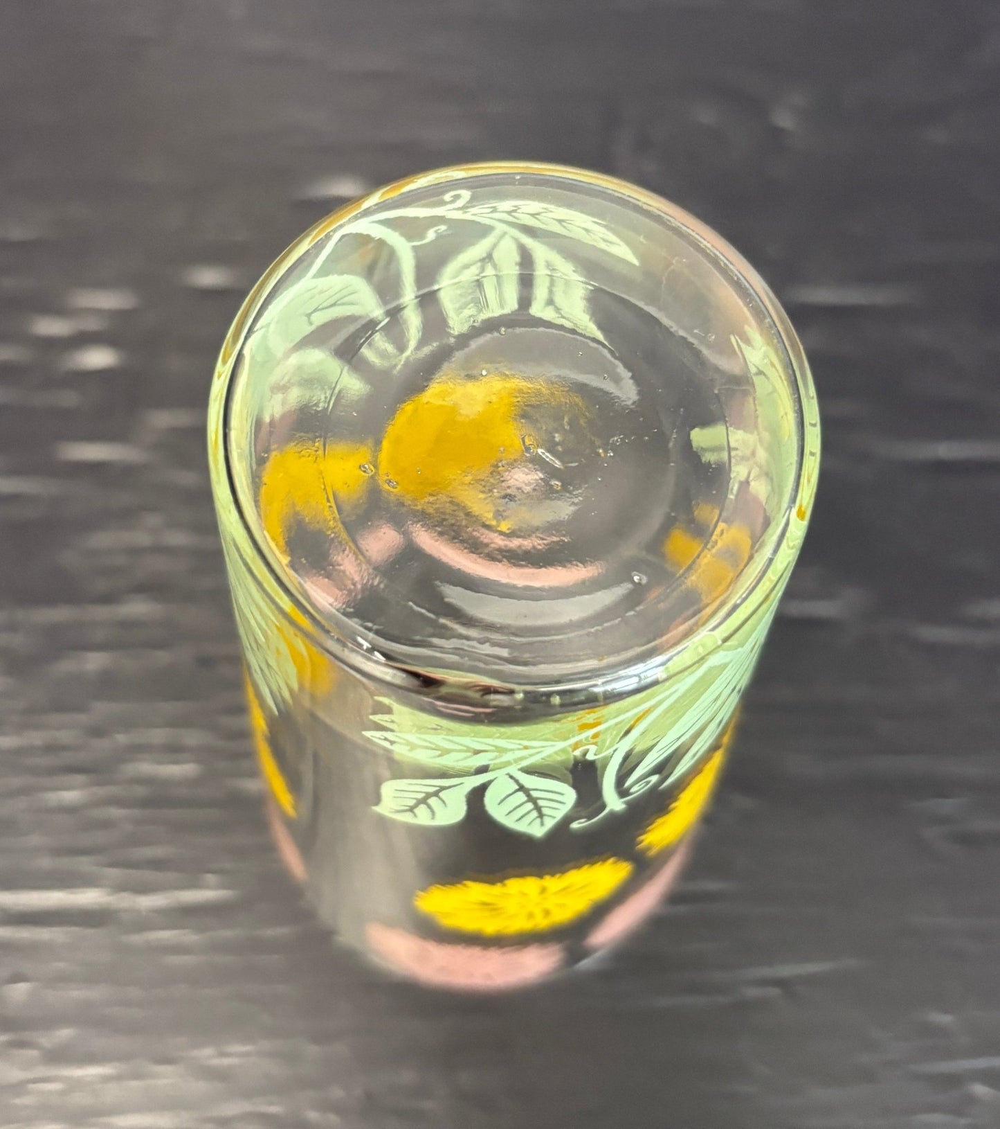 Libbey Orange and Pink Floral Tumbler Drink Glass