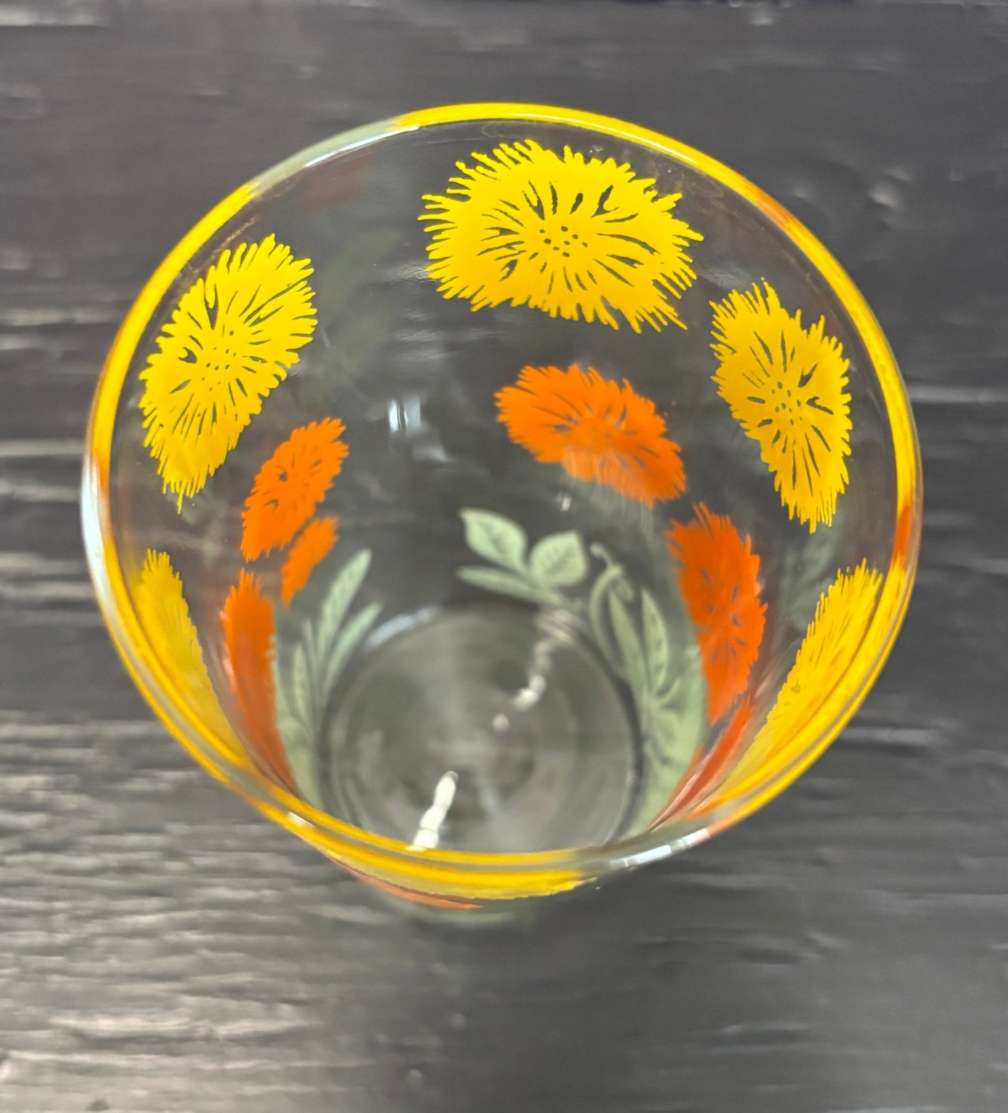 Orange and Yellow Floral Tumbler Drink Glass