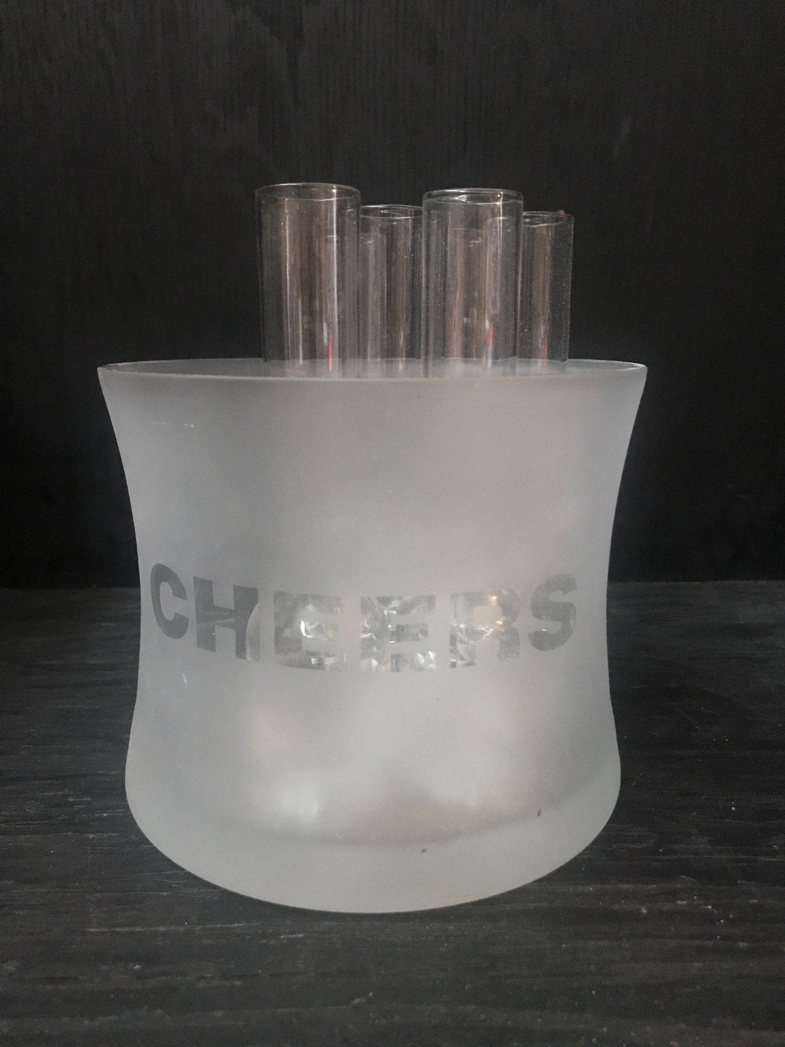 Long Stem Shot Glasses and Frosted Glass Ice Bucket