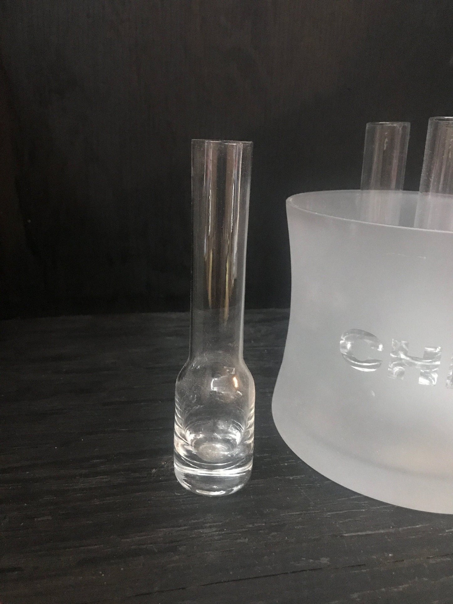 Long Stem Shot Glasses and Frosted Glass Ice Bucket