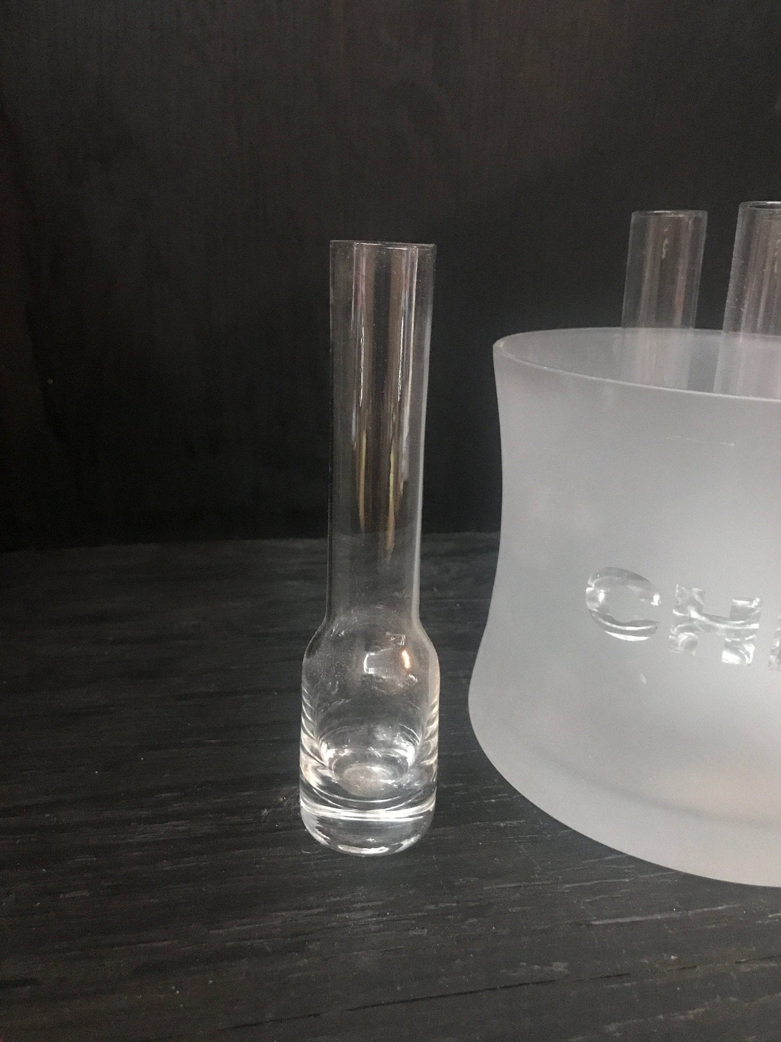 Long Stem Shot Glasses and Frosted Glass Ice Bucket