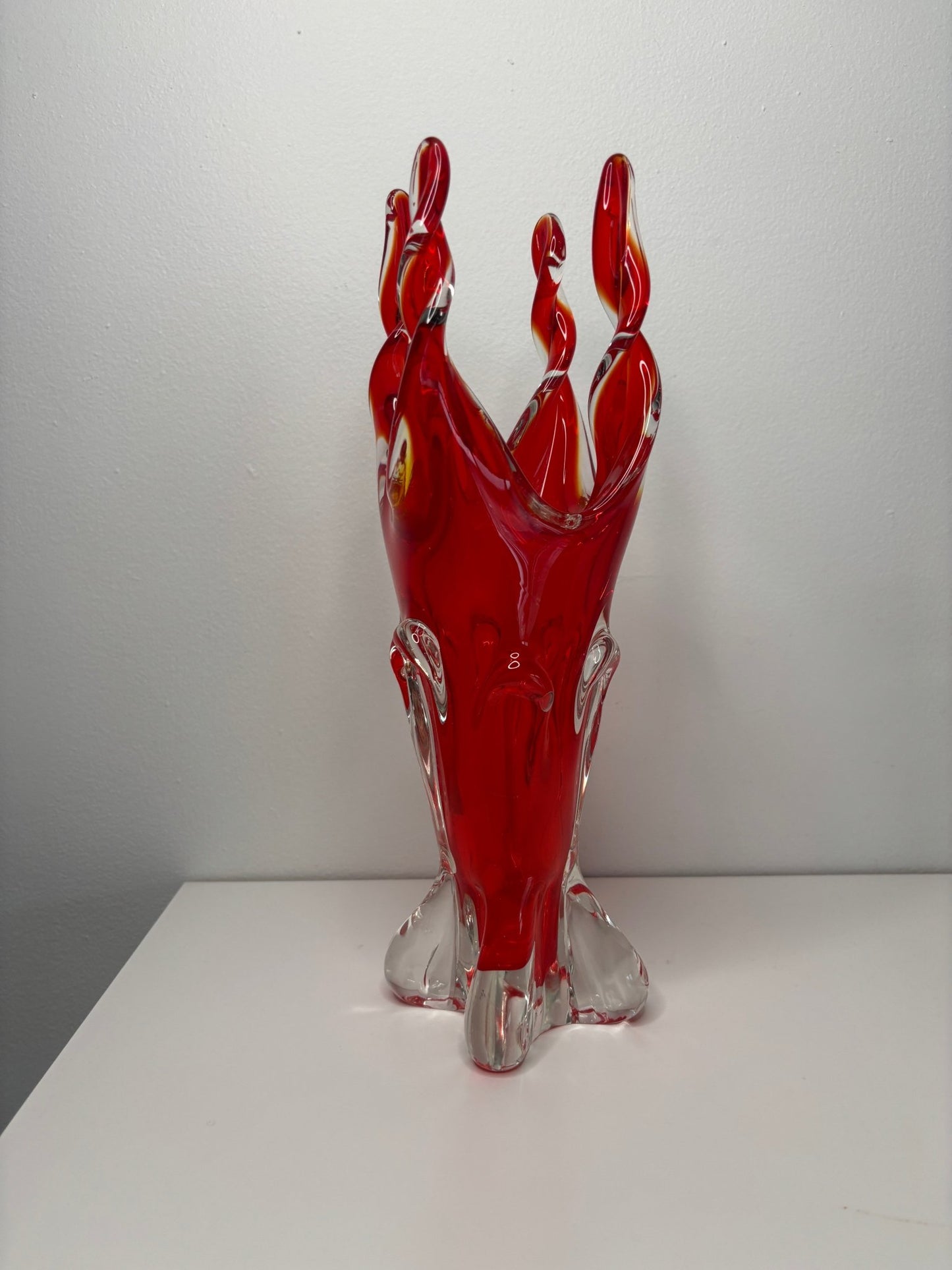 Lorraine Edag Chalet Style Red Four Point Twist Glass Vase