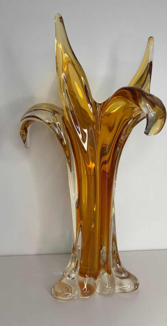 Lorraine Glass Iris Amber Vase