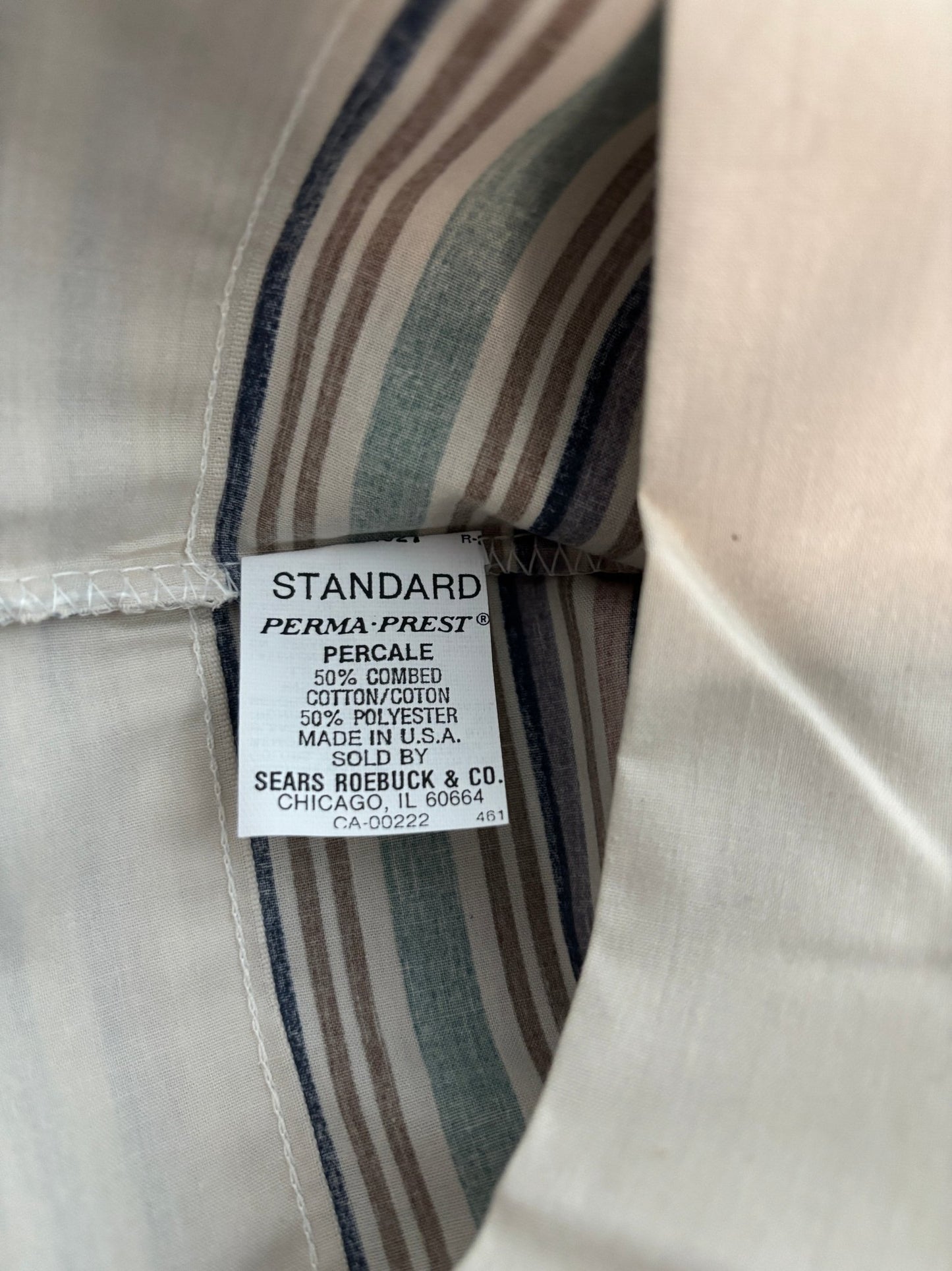 Made in USA Sears Roebuck Striped Percale Double Bed Sheet Set