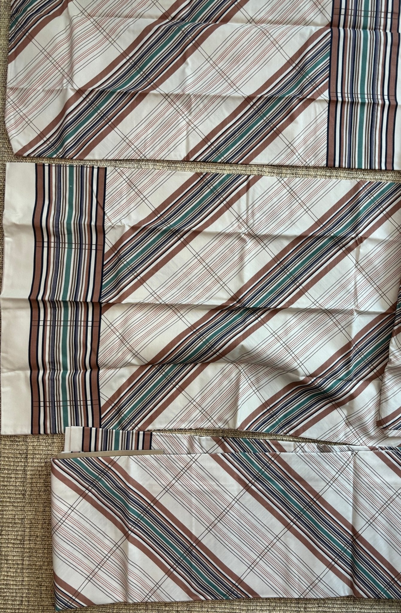 Made in USA Sears Roebuck Striped Percale Double Bed Sheet Set