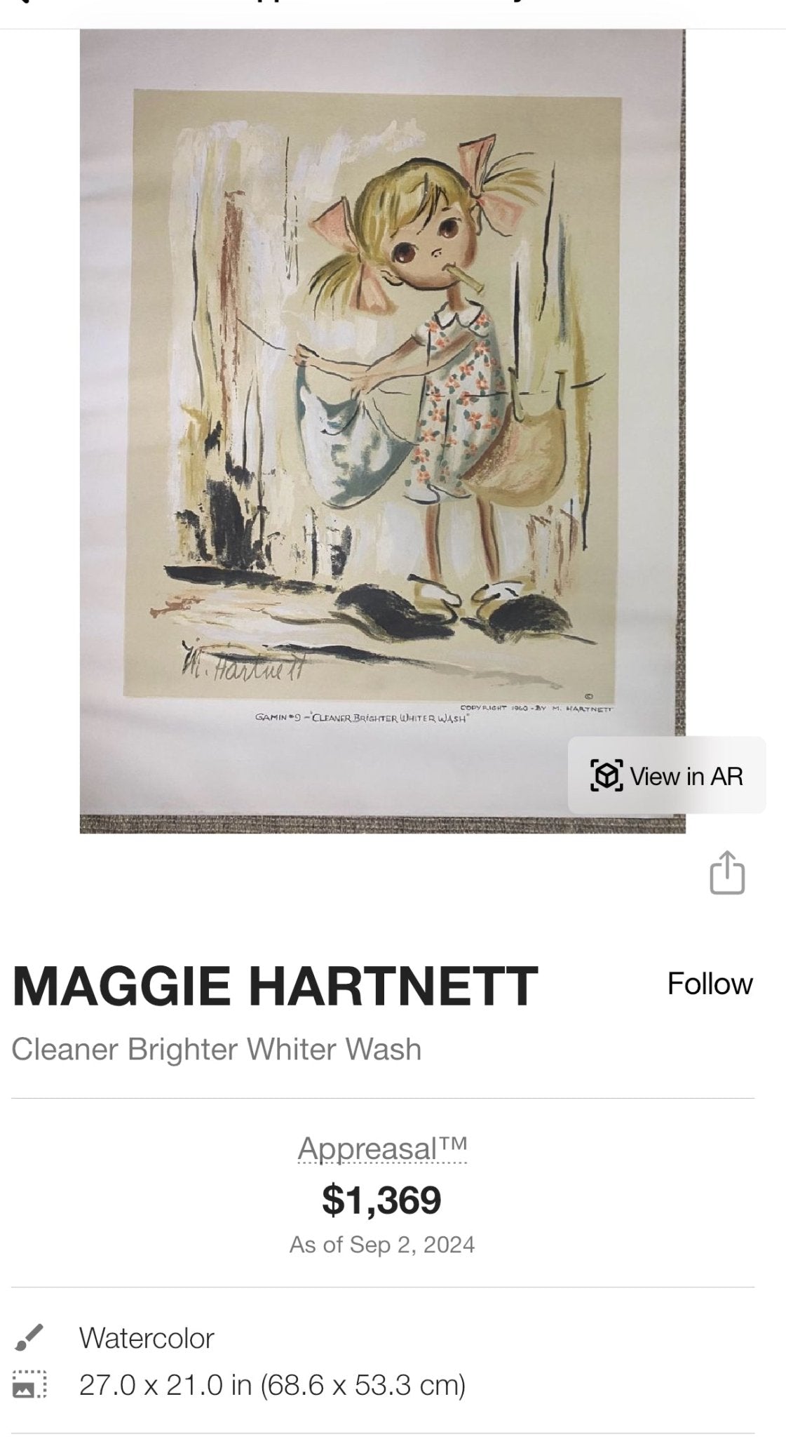 Maggie Hartnett Cleaner Brighter Whiter Wash Original Watercolour