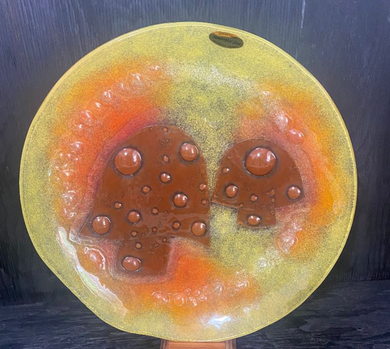 Mushroom Fused Glass Serving Plate
