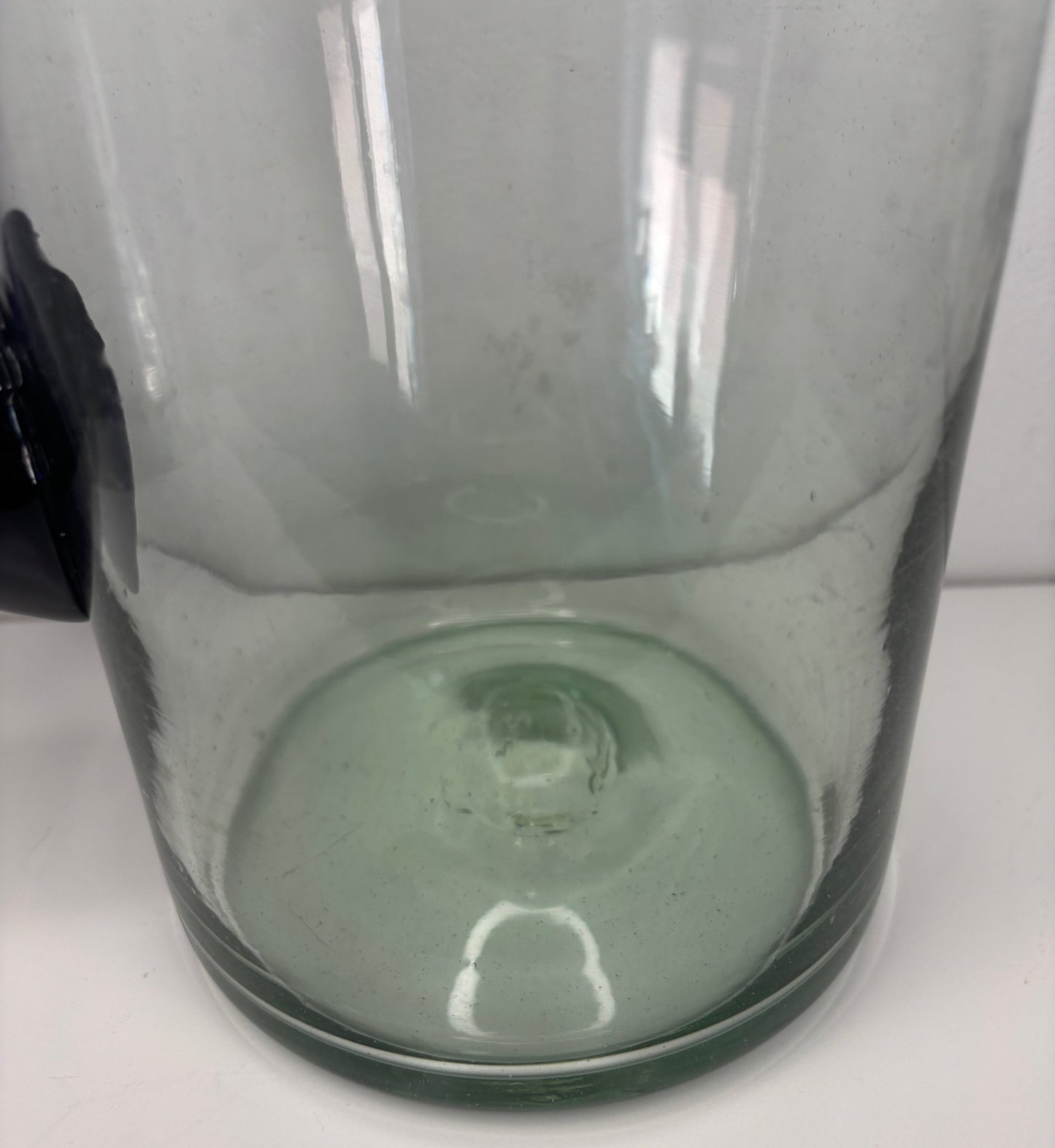 Mexican Clear and Blue Glass Margarita Pitcher