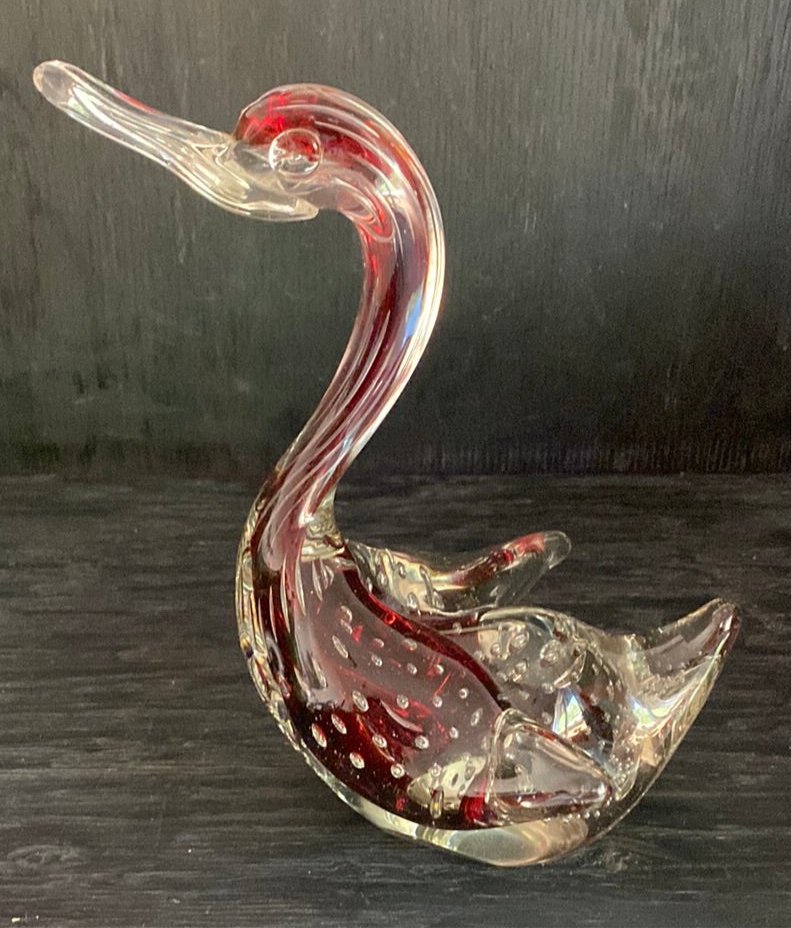 Hand Blown Glass Swan Sculpture