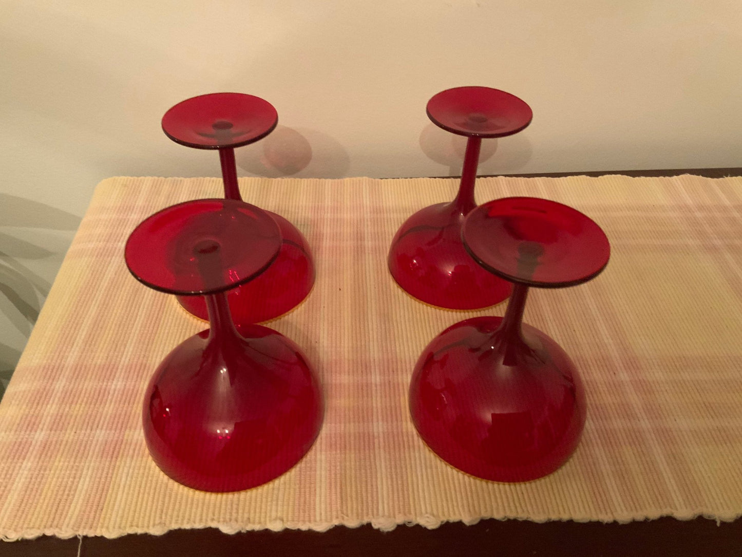 Mid Century Red Champagne Glasses Coupes