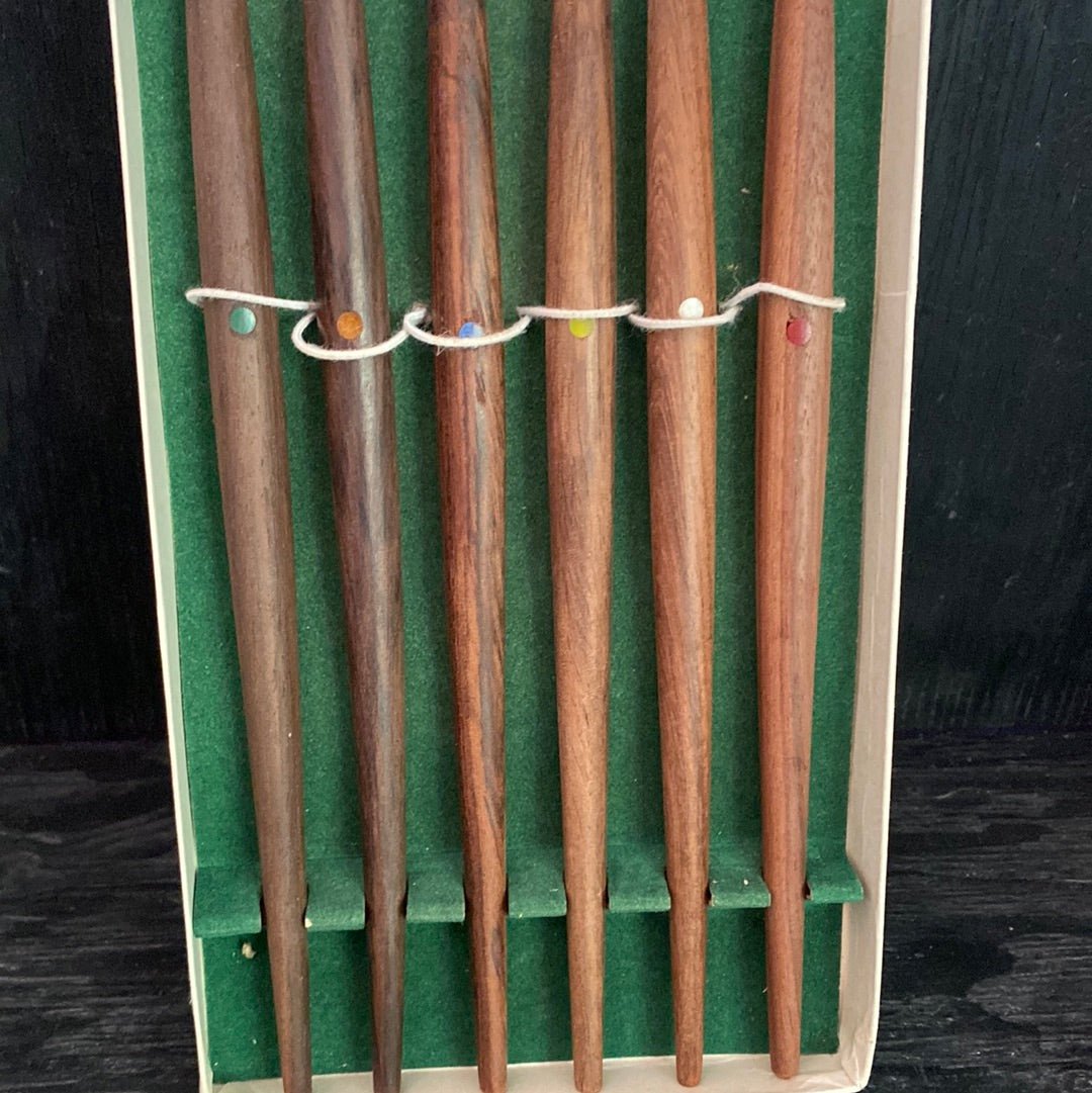 Mid Century Teak Handled Fondue Fork Set