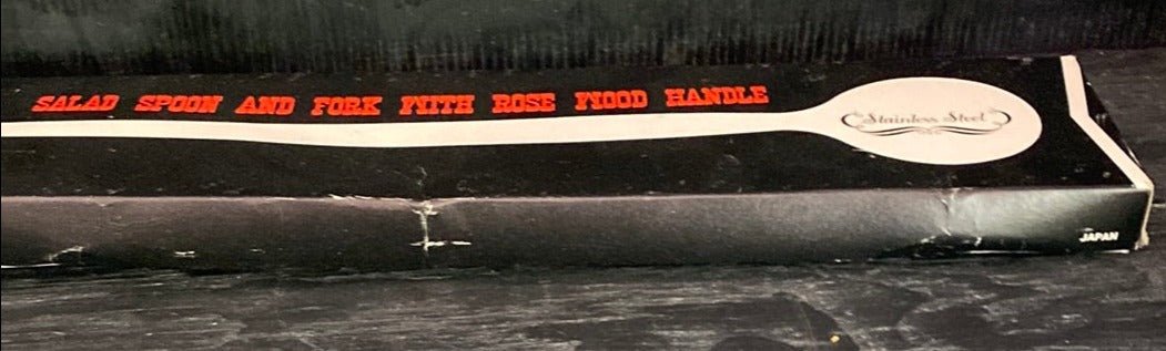 Mid Century Vintage Rosewood Handle Salad Fork and Spoon