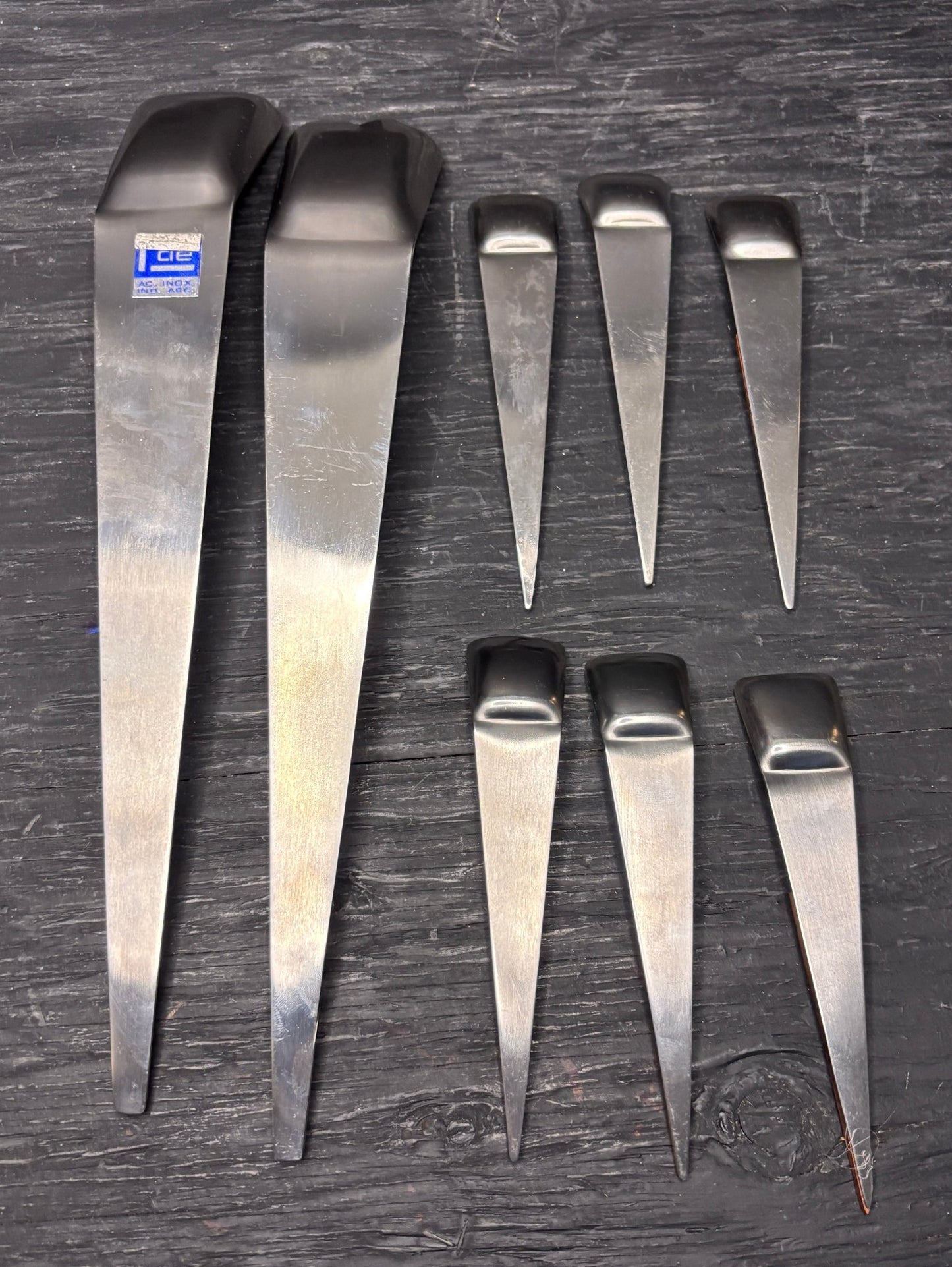 Mid Century Vintage Teak Metal Salad Serving Set