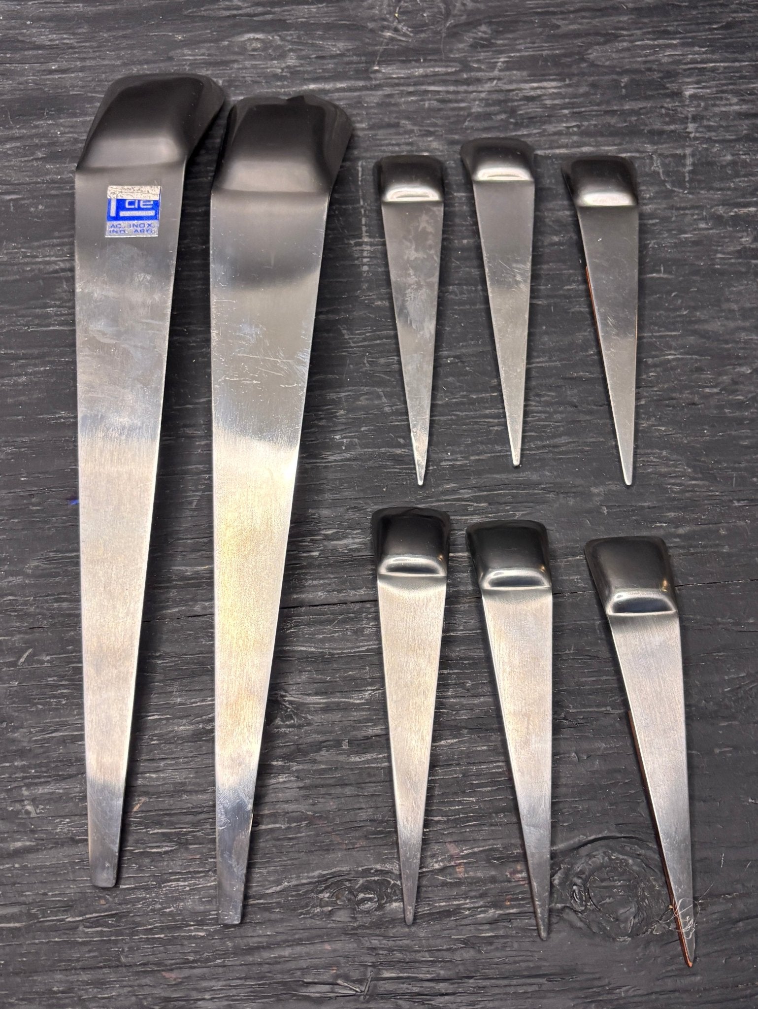 Mid Century Vintage Teak Metal Salad Serving Set