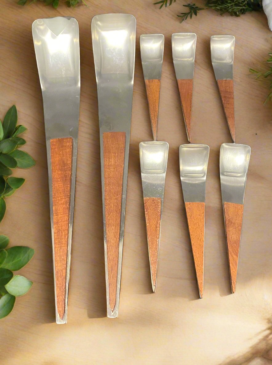 Teak Metal Salad Serving Set