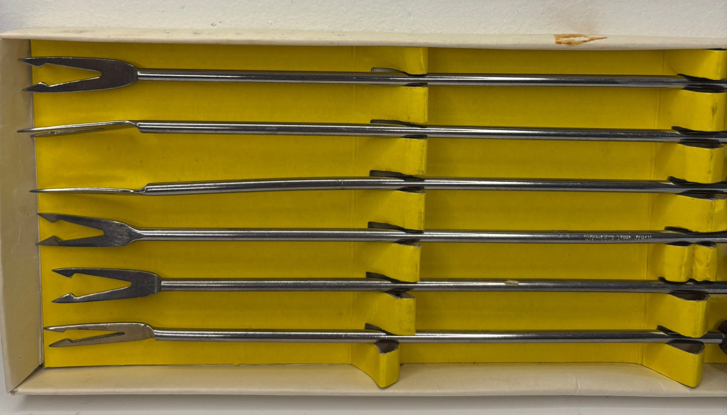 Mid Century Wood Handled Fondue Fork Set