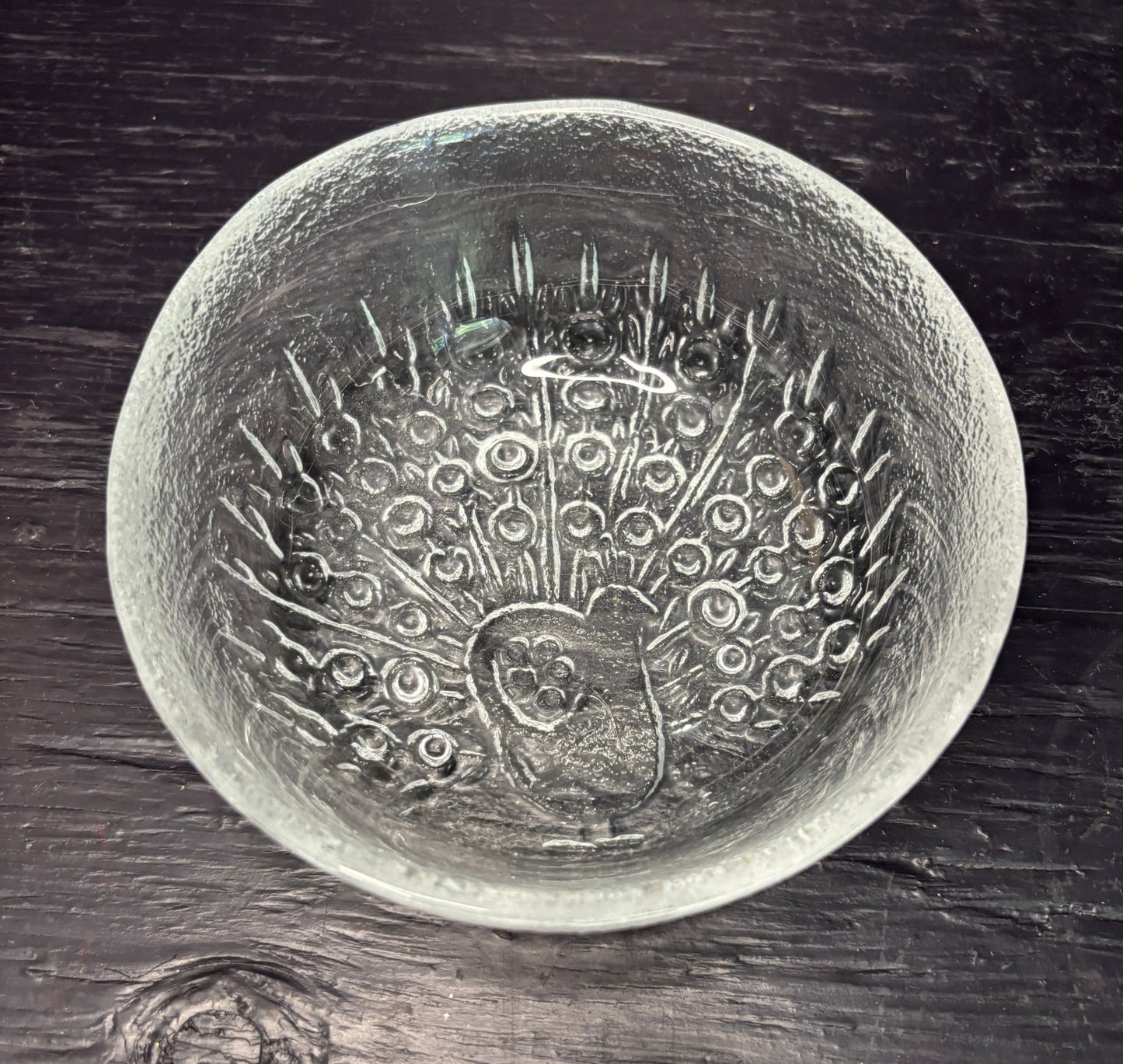 Muurla Peacock Glass Bowl by Raija Luoto Finland
