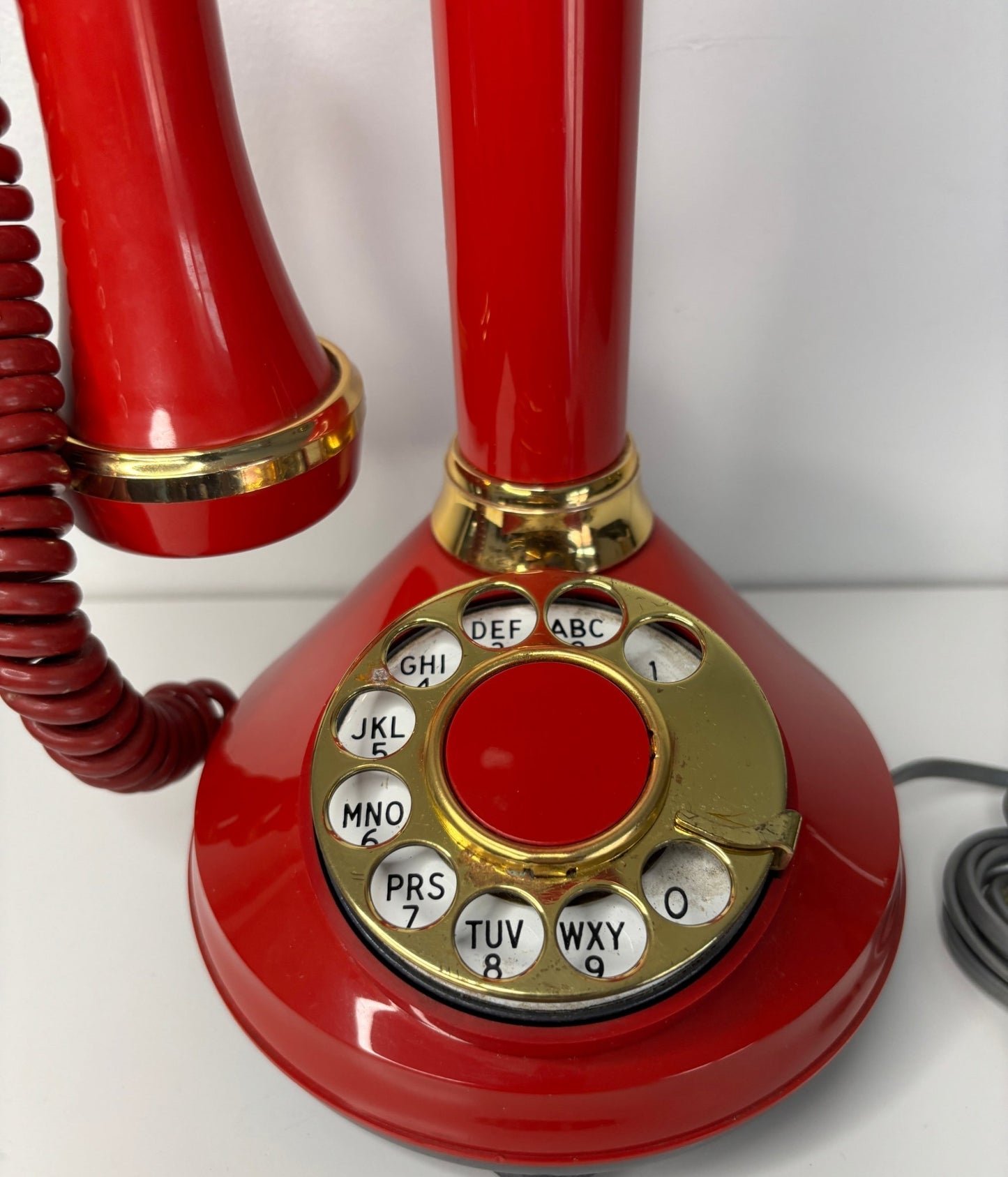 Vintage Red Candlestick Telephone