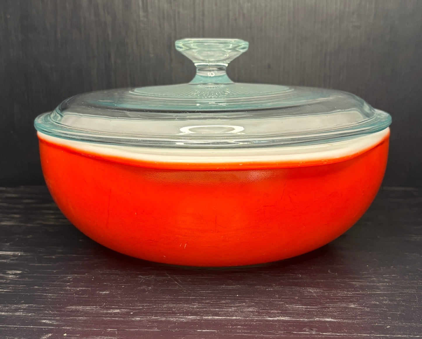 Orange Pyrex 2 Quart Round Casserole Dish With Lid