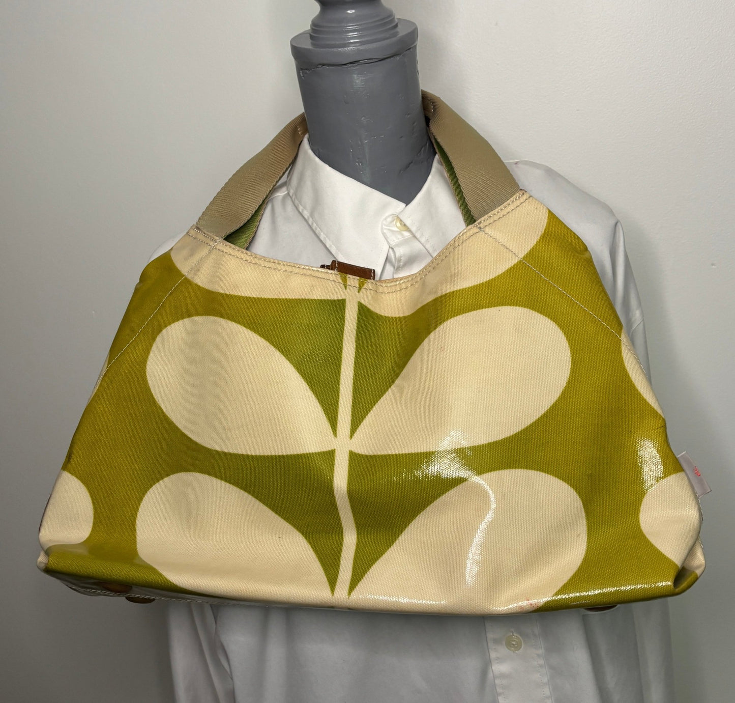 Orla Kiely Large Stem Print Green Shoulder Bag Purse