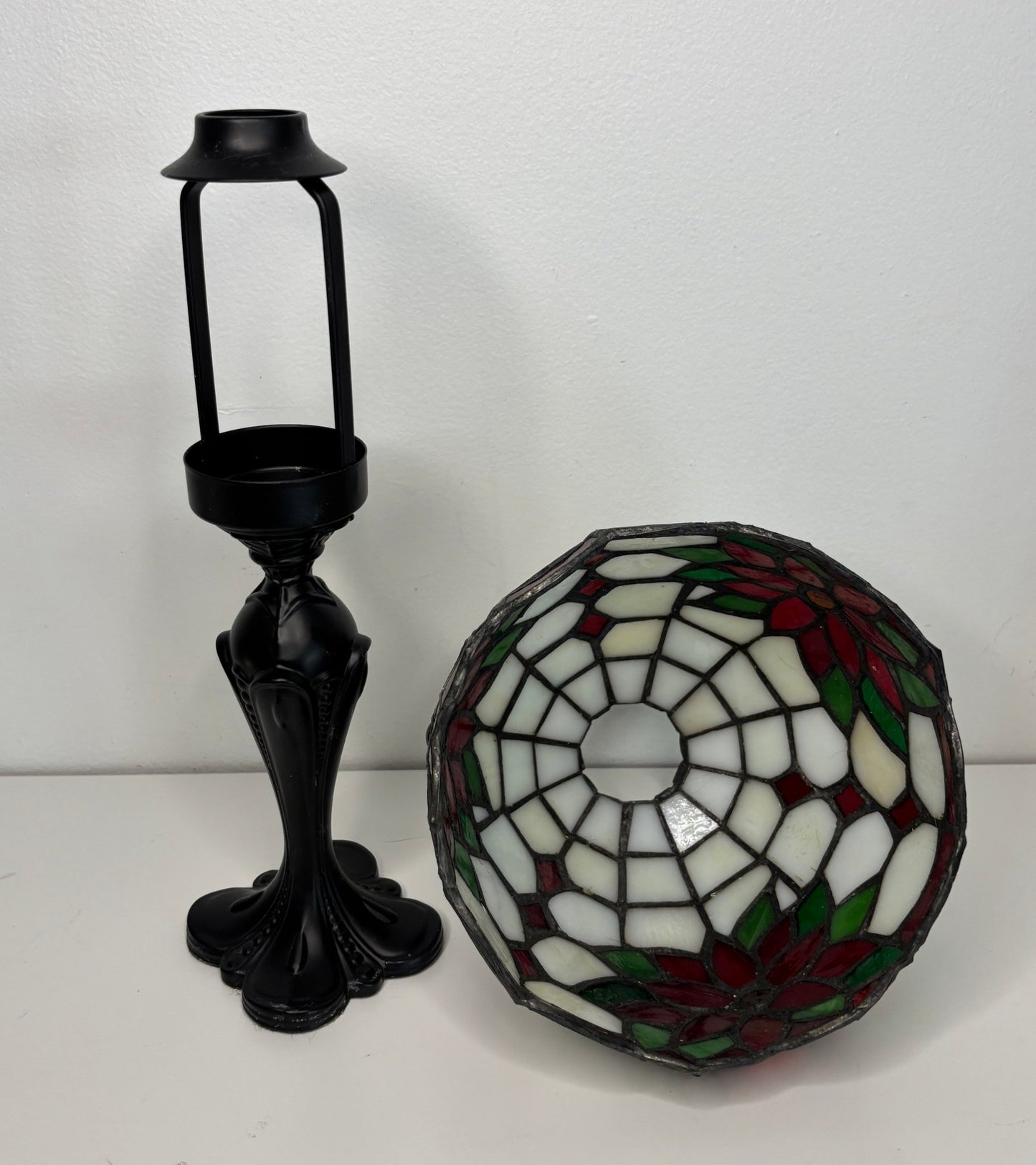 Partylite Poinsettia Stained Glass Votive Candle Holder