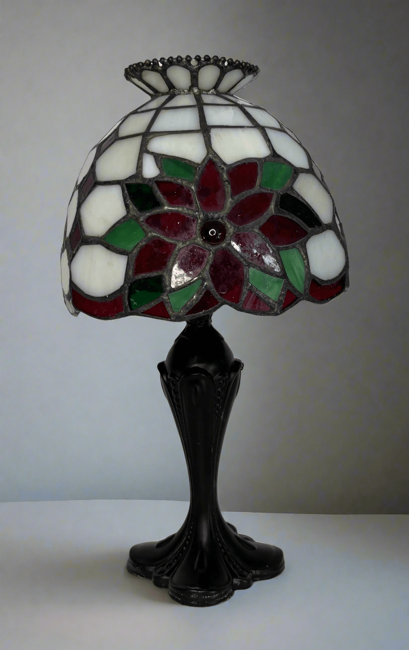 Partylite Poinsettia Stained Glass Votive Candle Holder