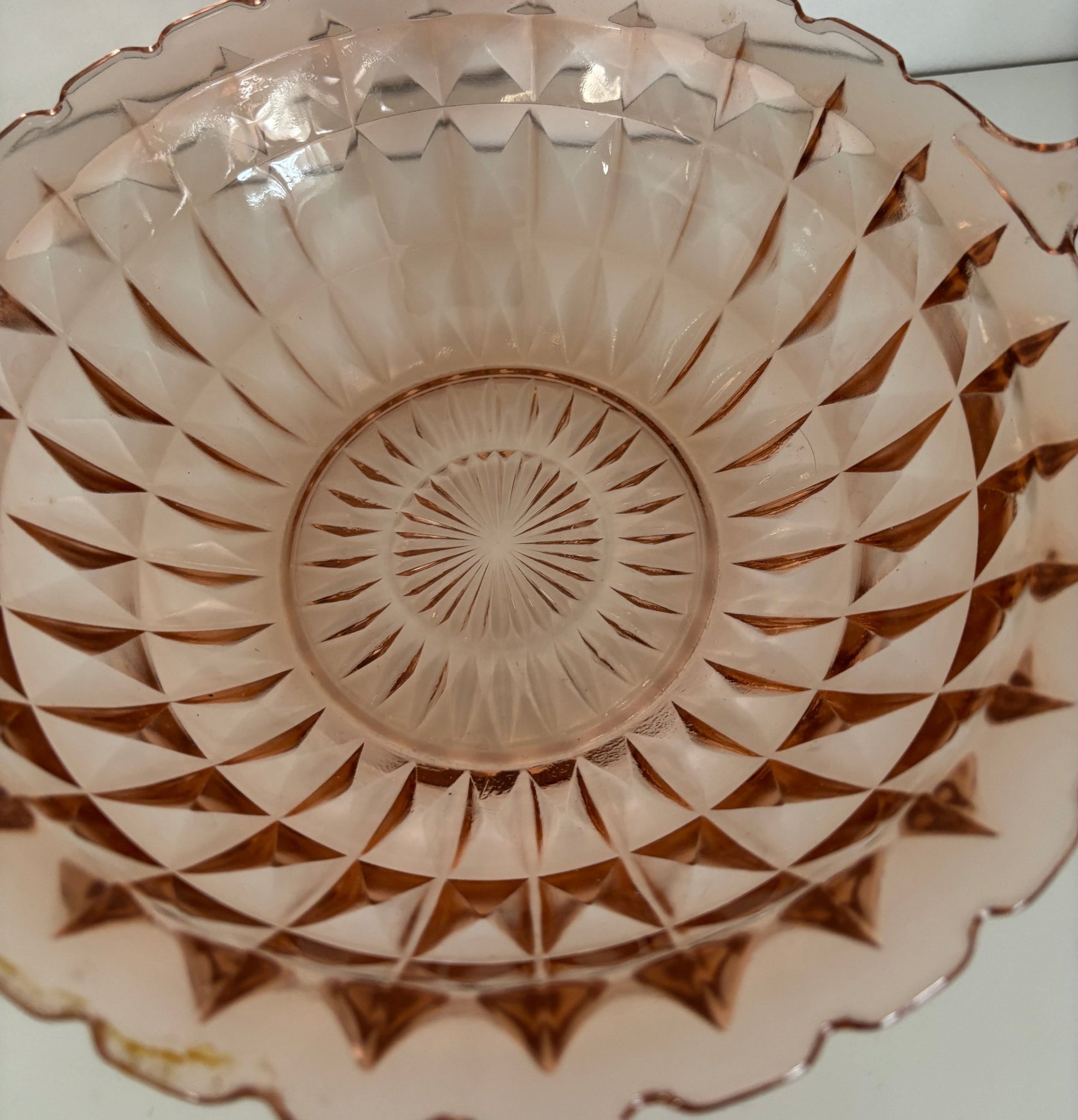 Pink Jeannette Windsor Depression Glass Serving Bowl