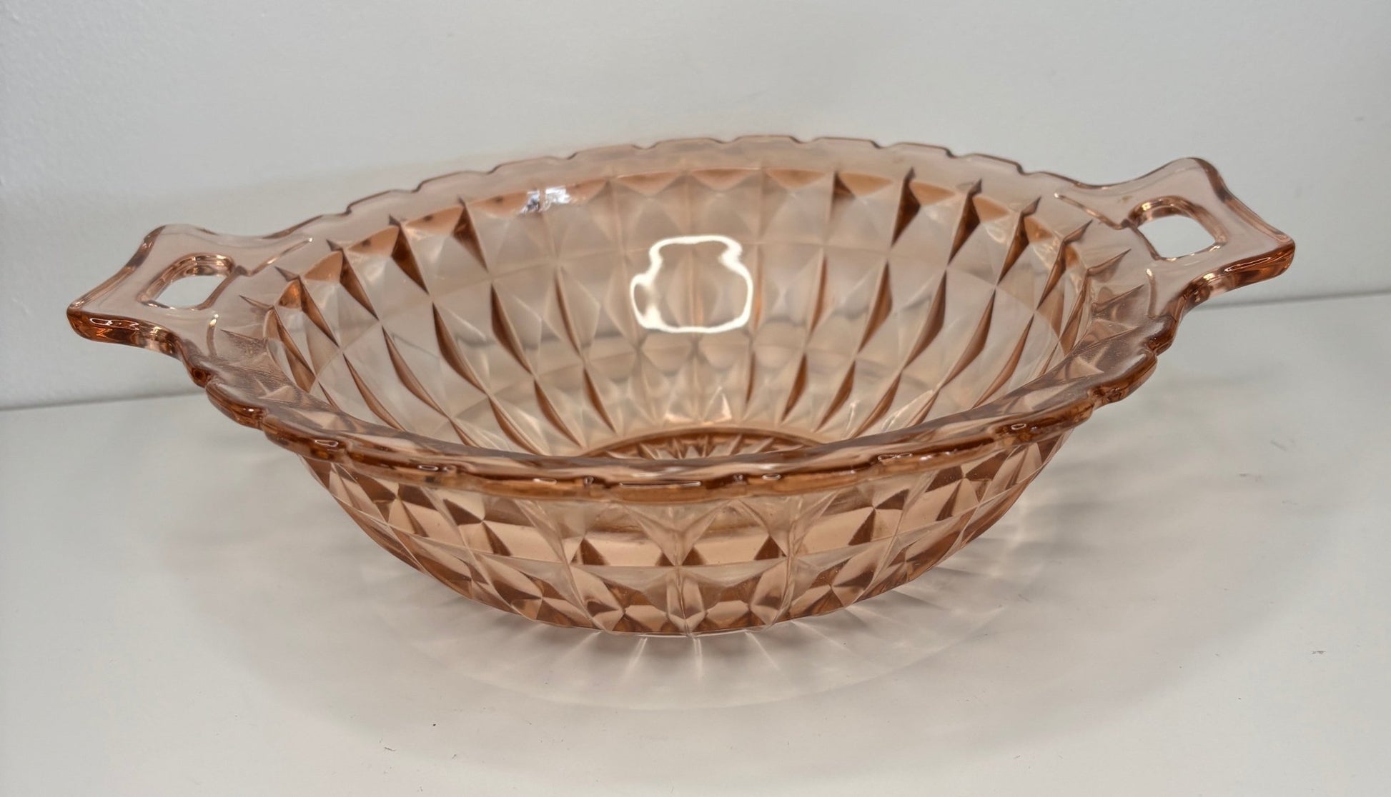 Pink Jeannette Windsor Depression Glass Serving Bowl