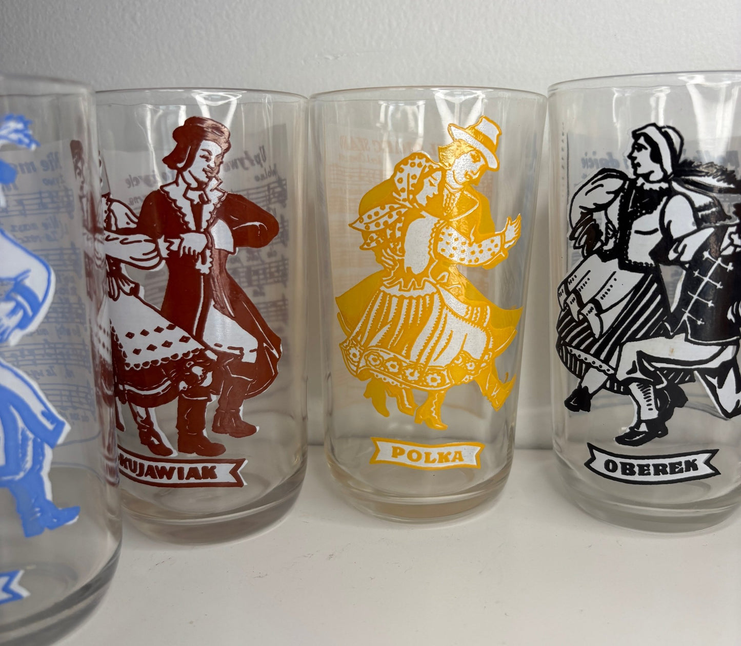 Polish Folk Dance Tumbler Glasses Set