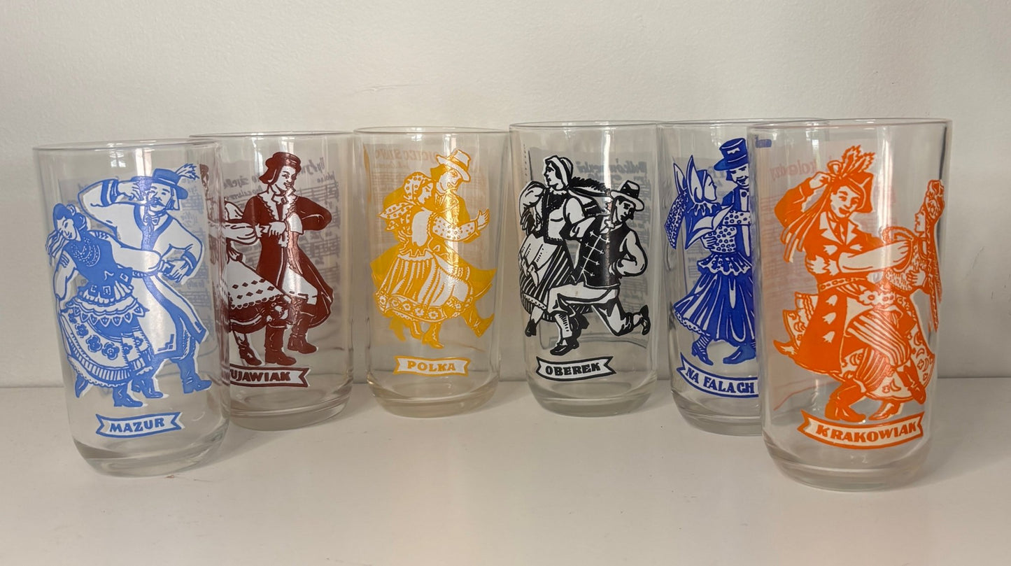 Polish Folk Dance Tumbler Glasses Set