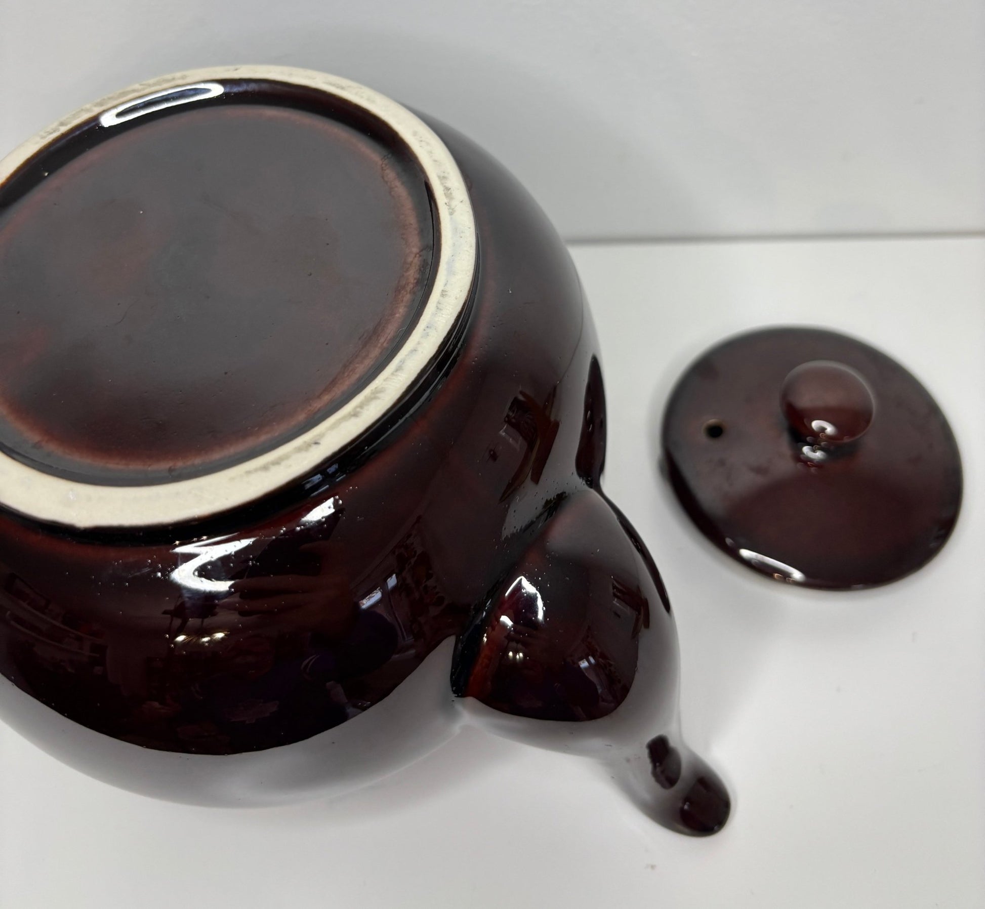 Pottery Glazed Brown Betty Styled Teapot