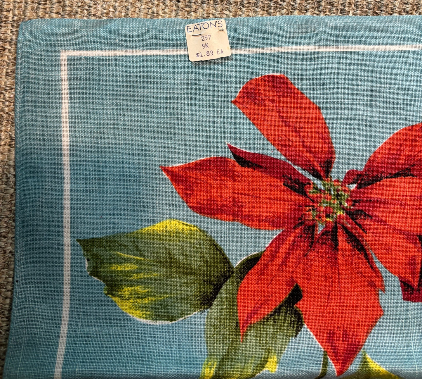 Pure Linen Poinsettia Kitchen Tea Towel