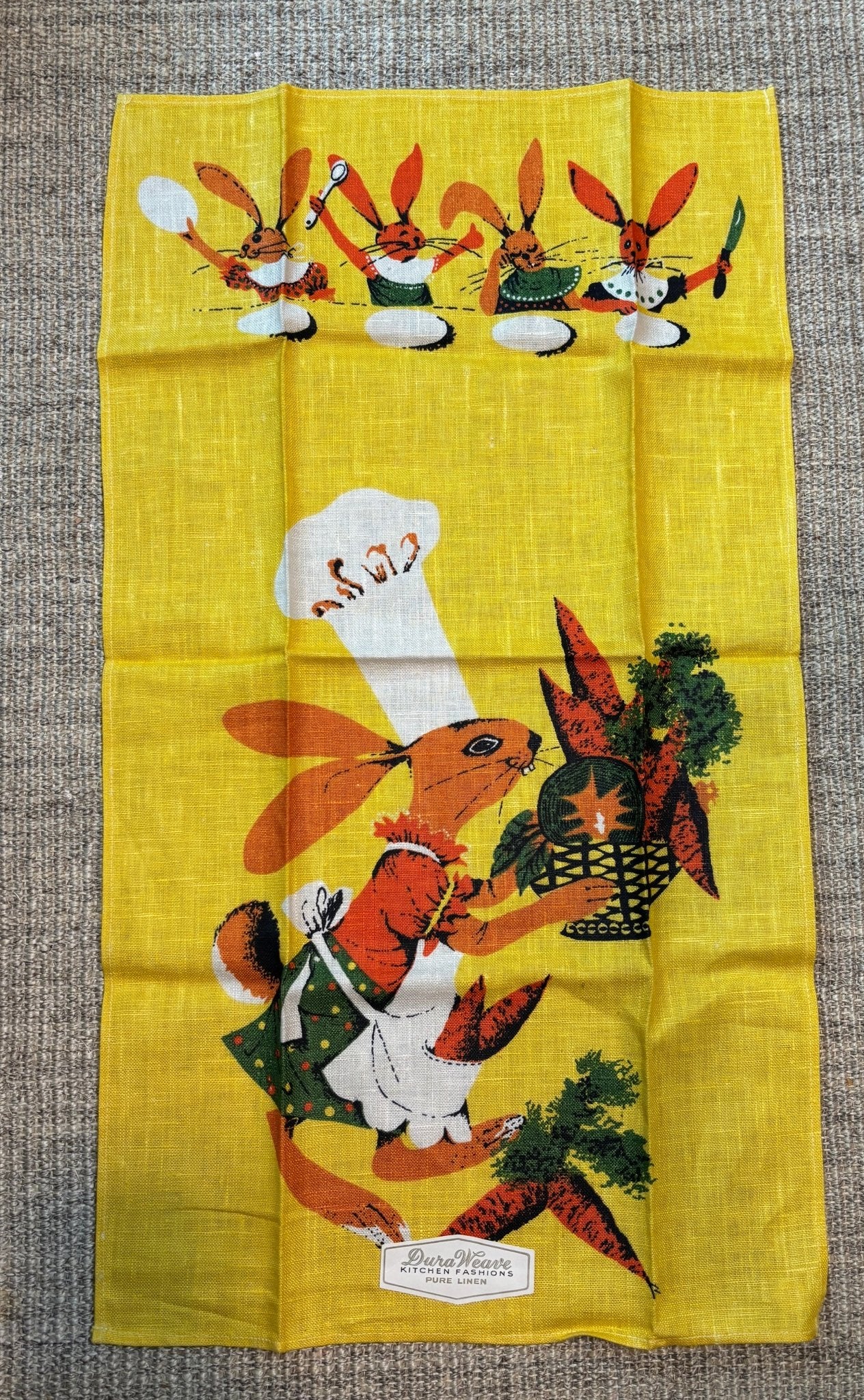 Pure Linen Rabbit Theme Kitchen Tea Towel