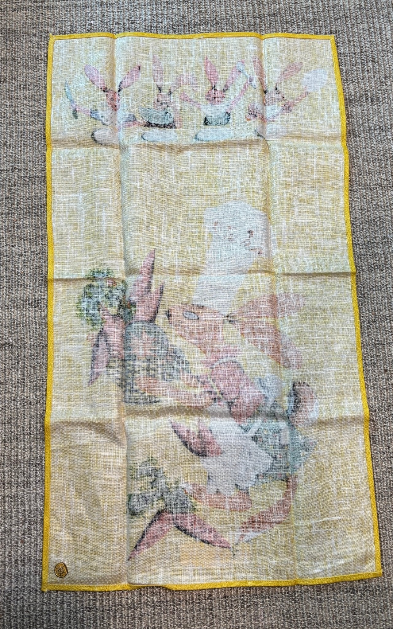 Pure Linen Rabbit Theme Kitchen Tea Towel