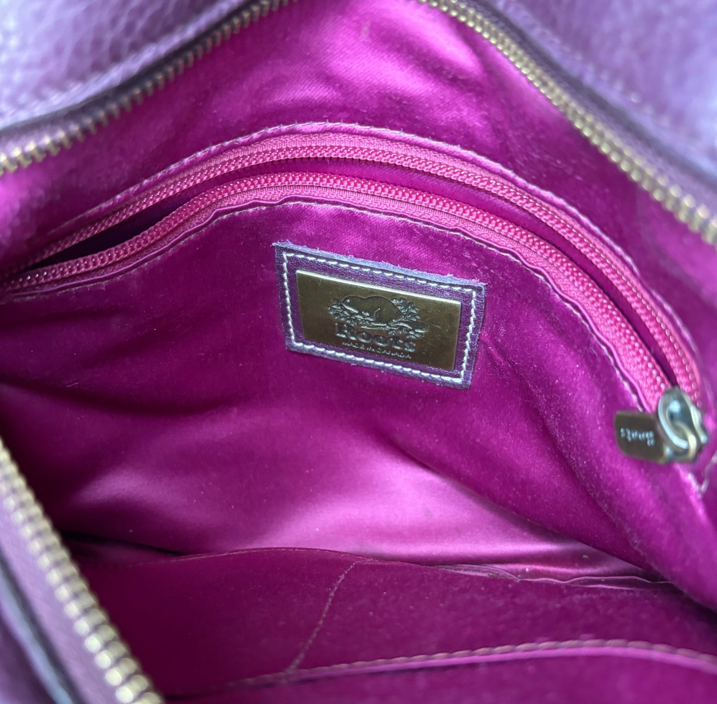 Purple Aubergine Roots Saddle Leather Crossbody Purse