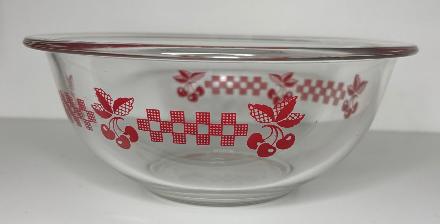 Pyrex Cherry Design 8 Inch Glass Nesting Mixing Bowl