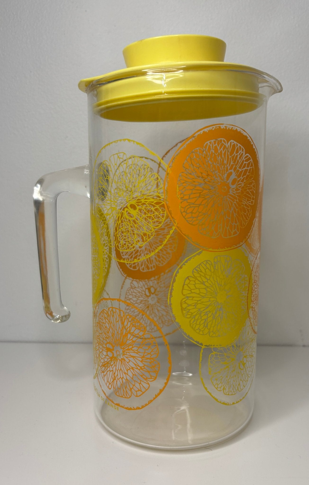 Pyrex Lemon Orange Citrus Pitcher with images of orange and lemon slices