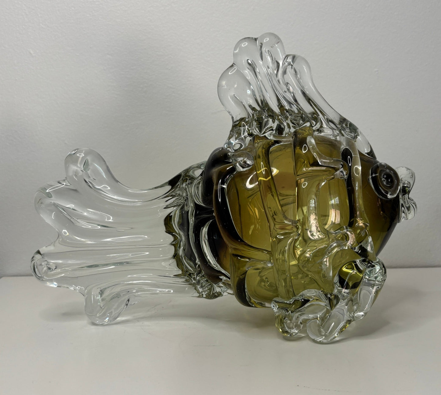 Rare Murano Styled Green Glass Fish Statuette