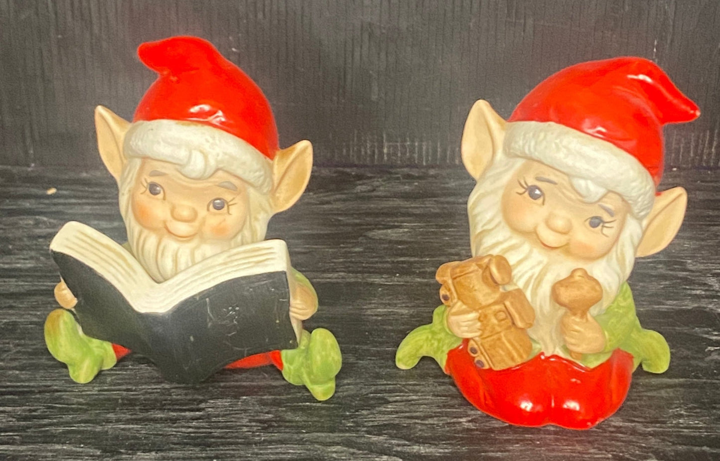 Rare Vintage Homco Elf Christmas Figurines
