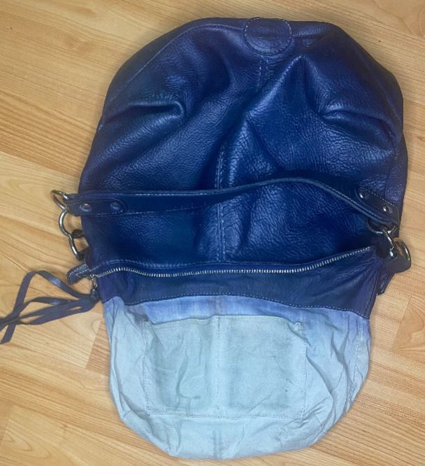 Roots Blue Leather Shoulder Bag