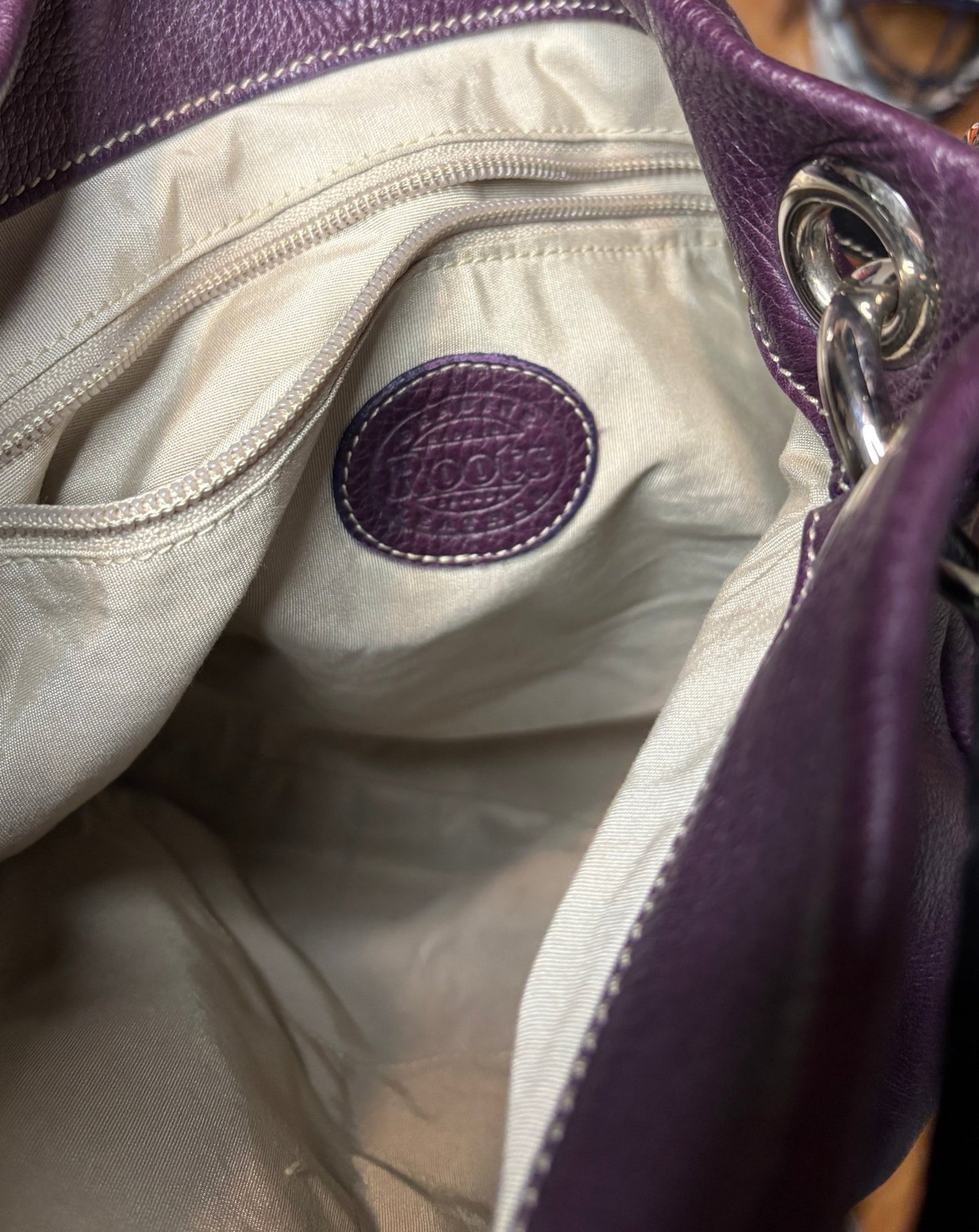 purple leather purse