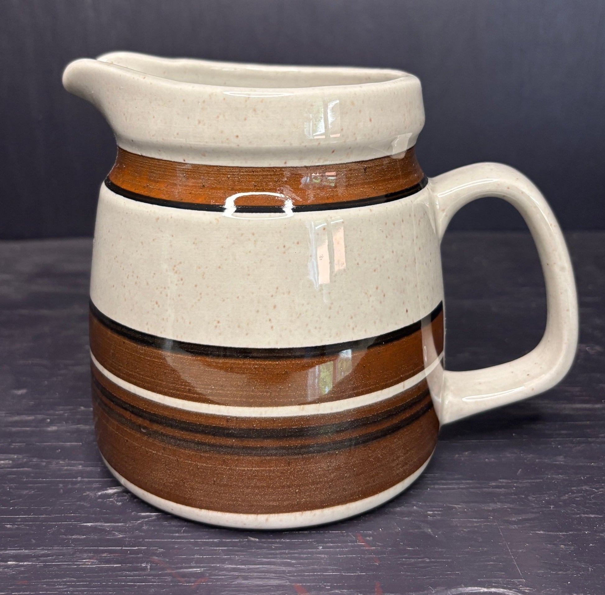 Rörstrand Sweden Isolde Pitcher with brown and beige lines