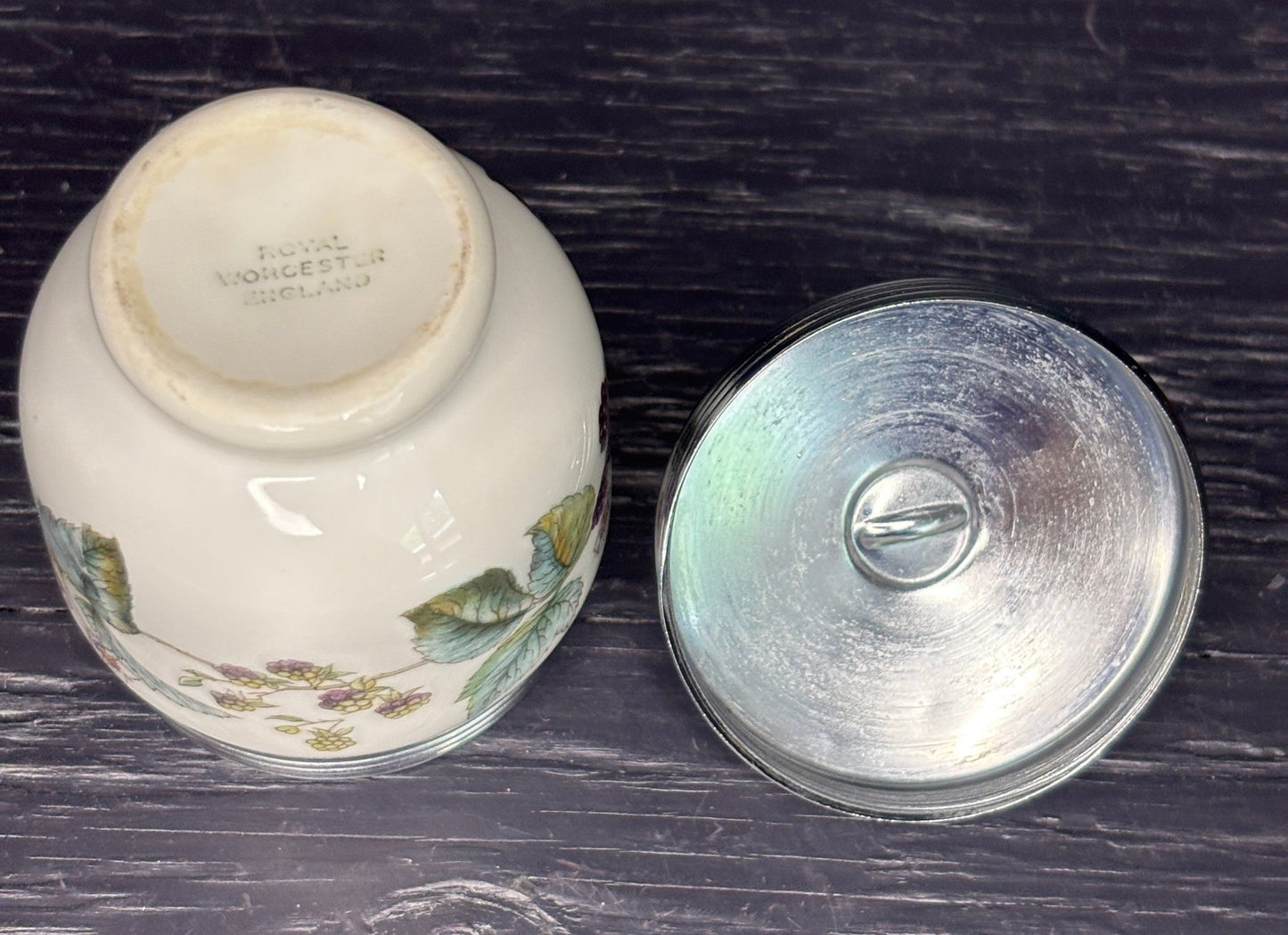 Royal Worcester England Blackberries Porcelain Egg Coddler
